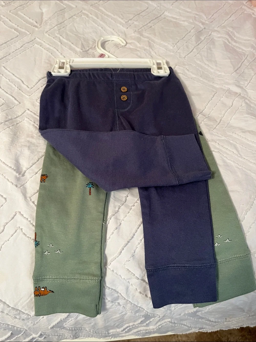 Carter's Two-Pack Leggings - Olive Green Print & Navy Blue
